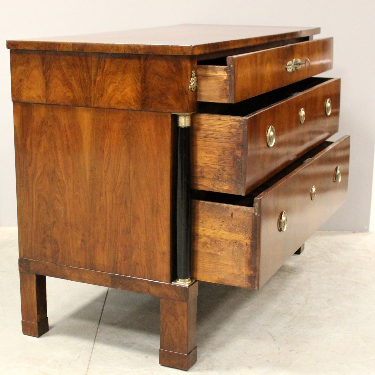 Antique Empire Chest Of Drawers In Walnut - Italy 19th-photo-1