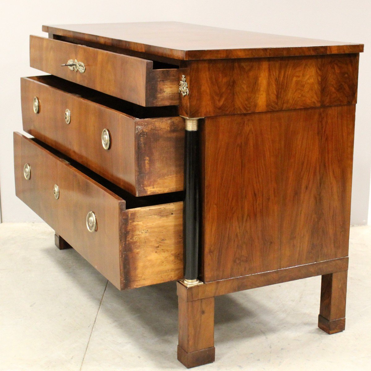 Antique Empire Chest Of Drawers In Walnut - Italy 19th-photo-2