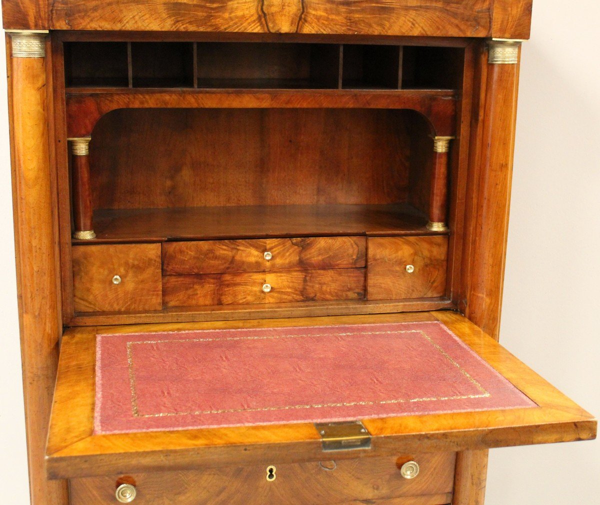 Antique Empire Secretaire Chest Of Drawers In Walnut - 19th-photo-2