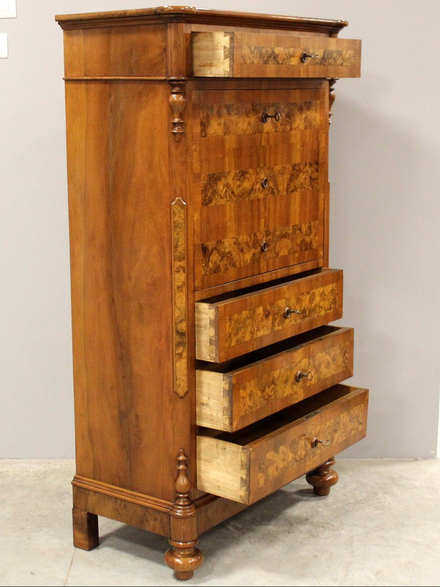 Antique Louis Philippe Secretaire In Walnut - Italy 19th-photo-4