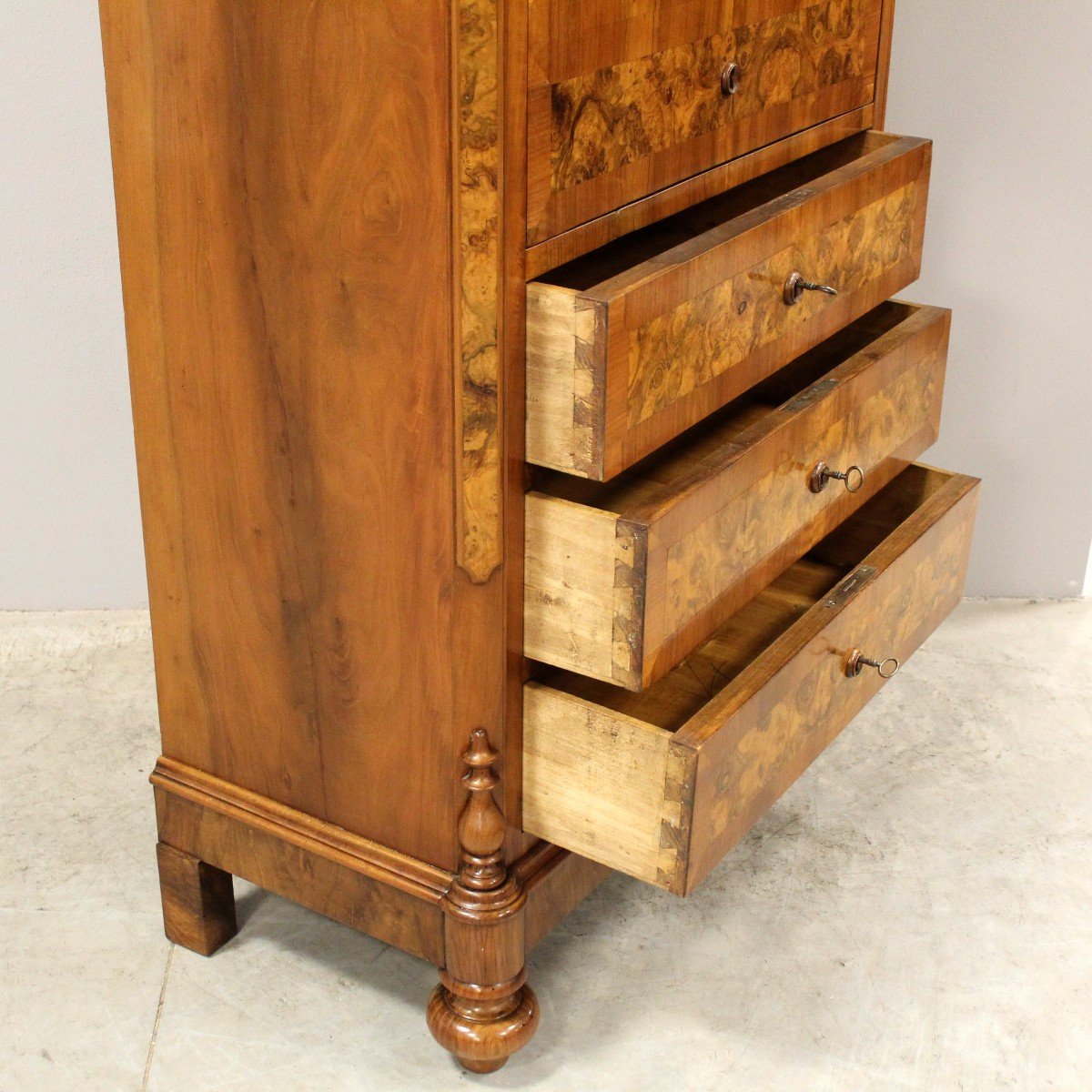 Antique Louis Philippe Secretaire In Walnut - Italy 19th-photo-6