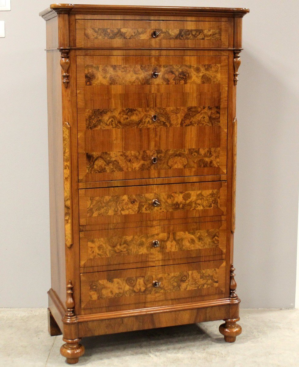 Antique Louis Philippe Secretaire In Walnut - Italy 19th