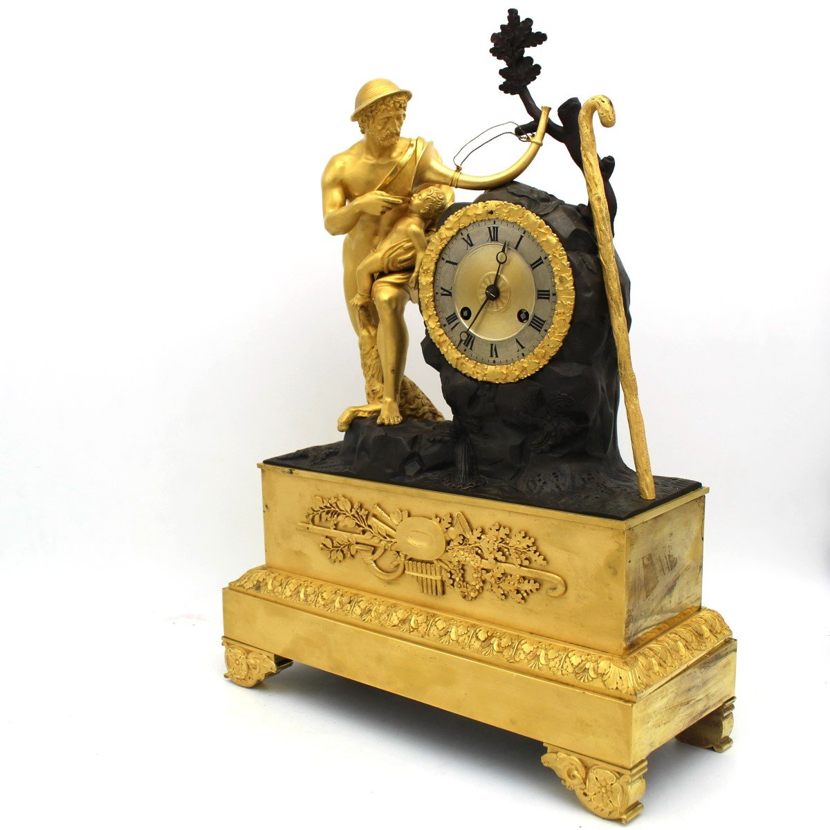 Antique Restoration Pendulum Mantel Clock Ormolu In Bronze - 19th-photo-4