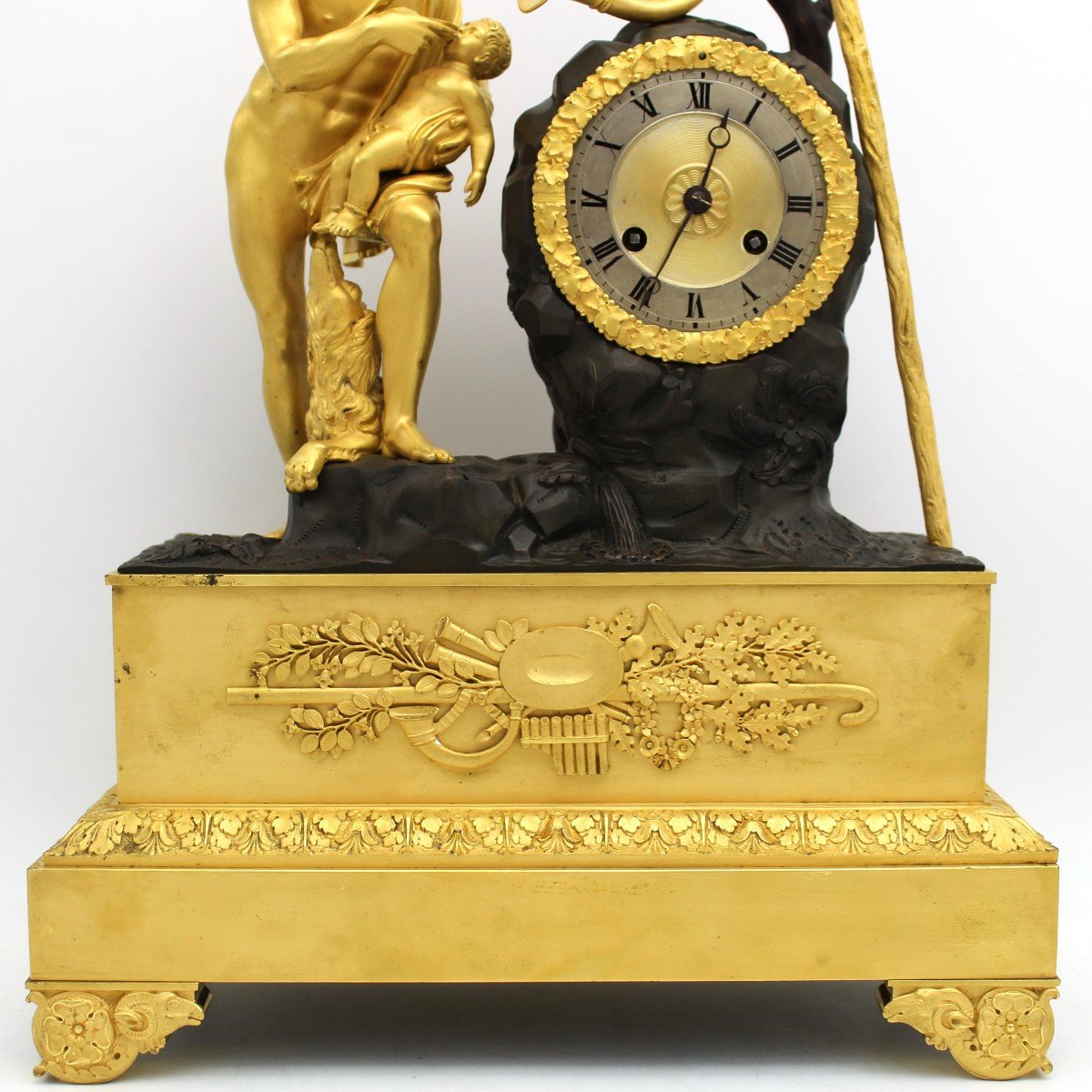 Antique Restoration Pendulum Mantel Clock Ormolu In Bronze - 19th-photo-5