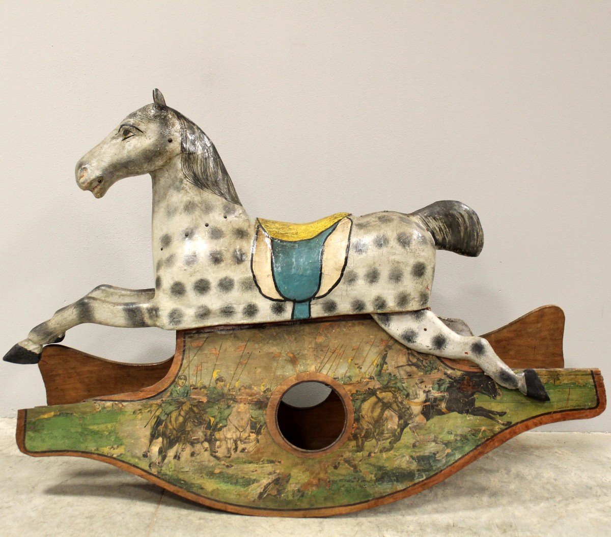 Antique Rocking Horse In Polychrome Papier-mâché And Wood - Early 20th Italy-photo-4
