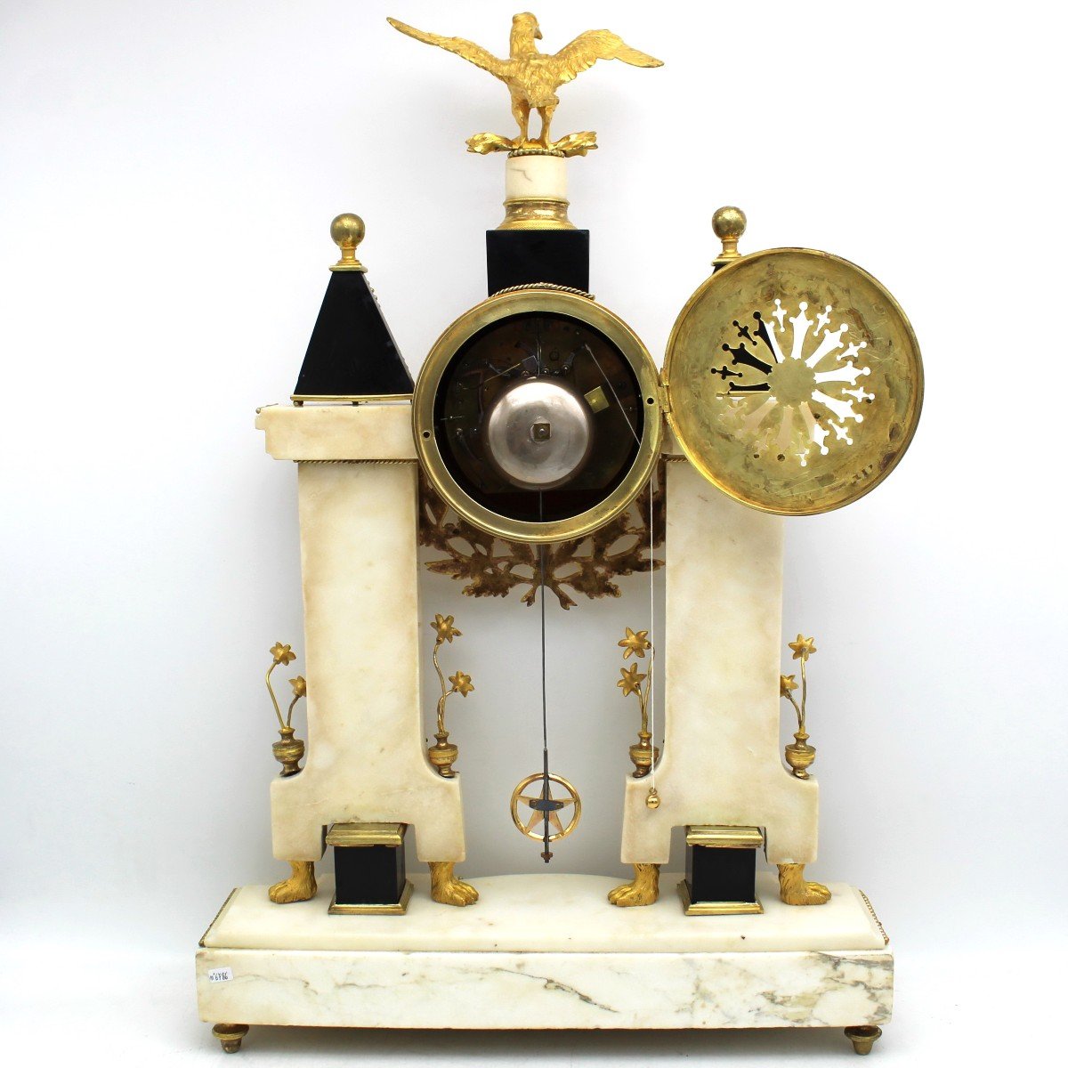 Antique Louis XVI Pendulum Mantel Clock Ormolu In Bronze And Marble (h.62) - 18th Revolution-photo-6