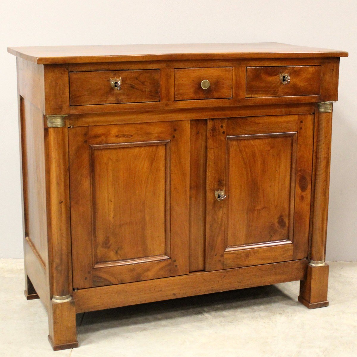 Antique Empire Sideboard Dresser Cabinet Cupboard Buffet In Walnut - 19th-photo-2