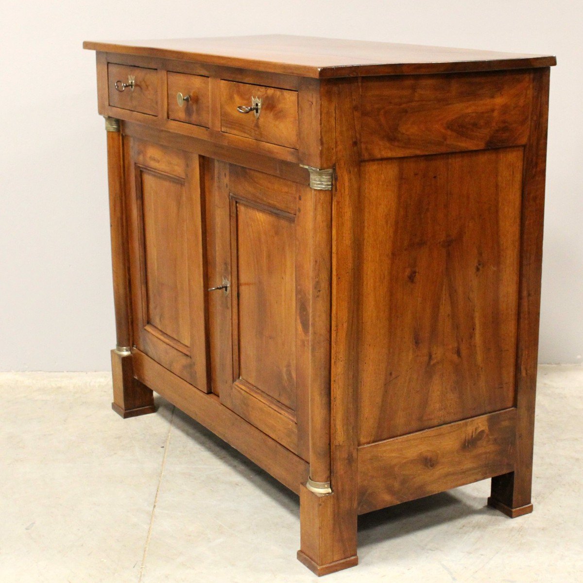 Antique Empire Sideboard Dresser Cabinet Cupboard Buffet In Walnut - 19th-photo-4