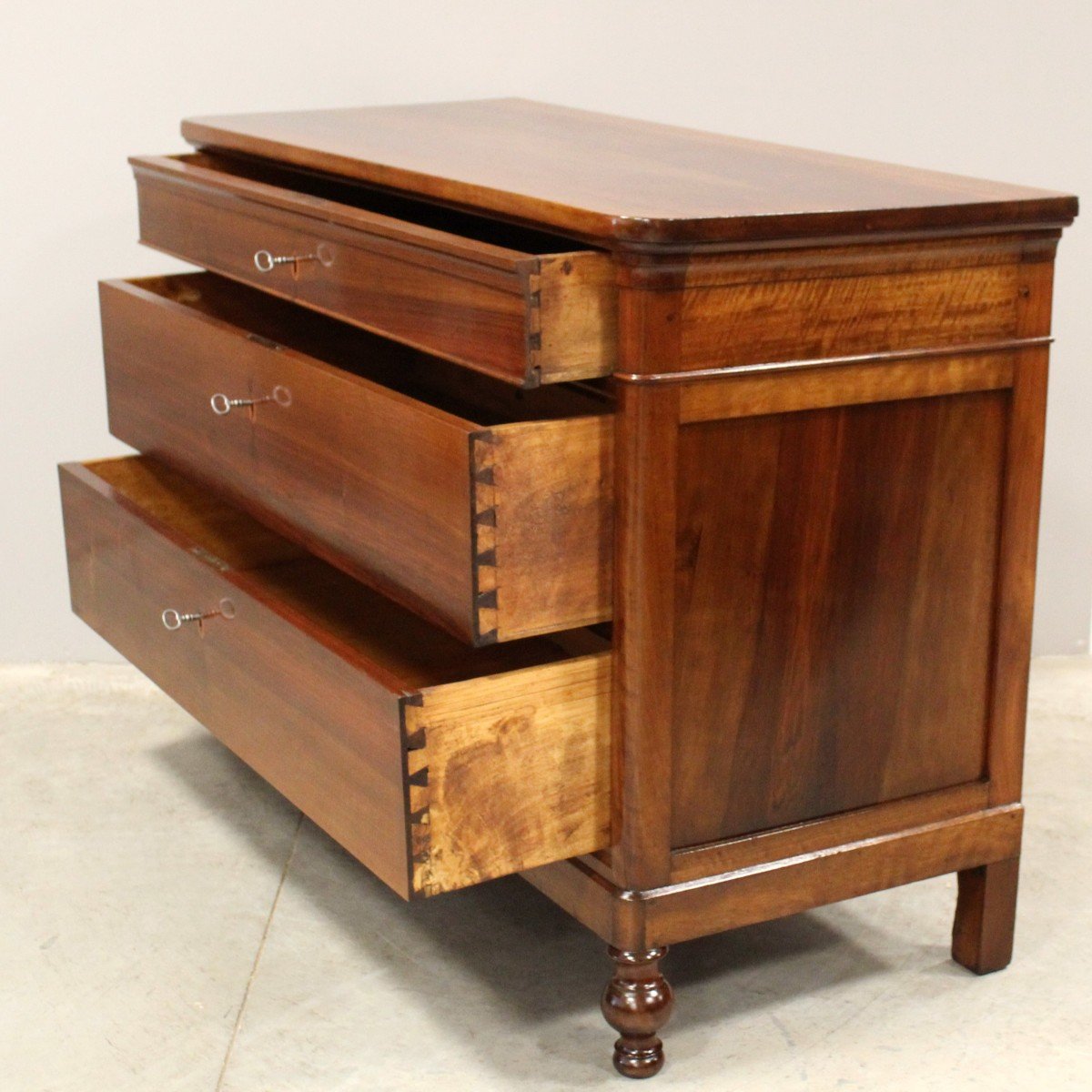 Antique Charles X Chest Of Drawers In Walnut - Italy 19th-photo-2