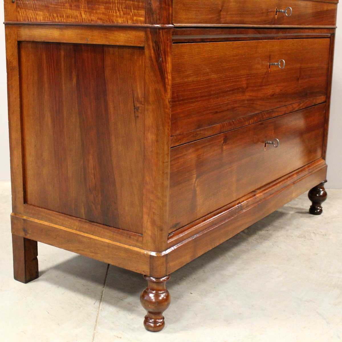 Antique Charles X Chest Of Drawers In Walnut - Italy 19th-photo-5