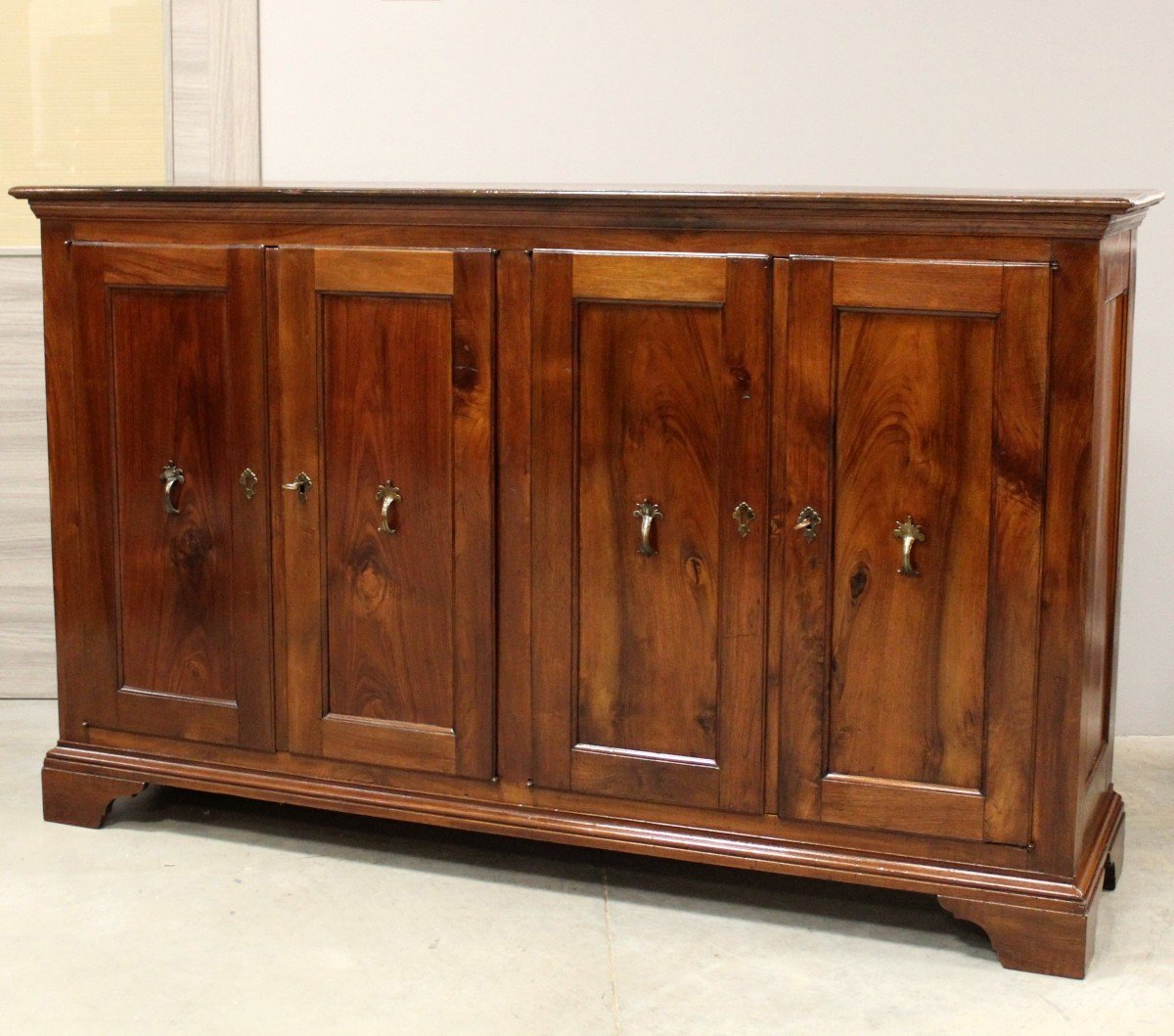 Ancien Enfilade Buffet à 4 portes en noyer (185 cm) - Italie 18ème-photo-3