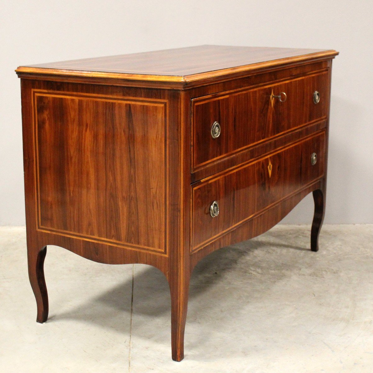 Antique Louis XV Chest Of Drawers In Rosewood And Marquetry - Italy 18th-photo-2