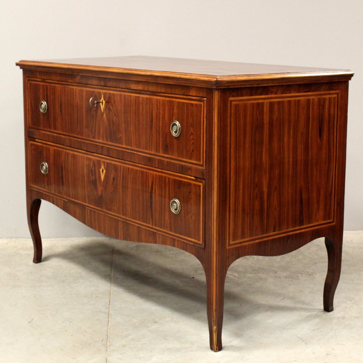 Antique Louis XV Chest Of Drawers In Rosewood And Marquetry - Italy 18th-photo-3