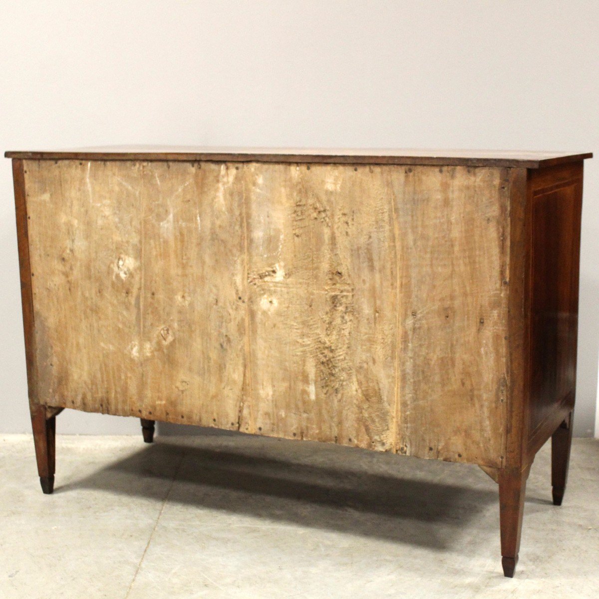 Ancien commode d'époque Louis XVI en noyer et marqueterie Rolo - Italie 18ème-photo-8