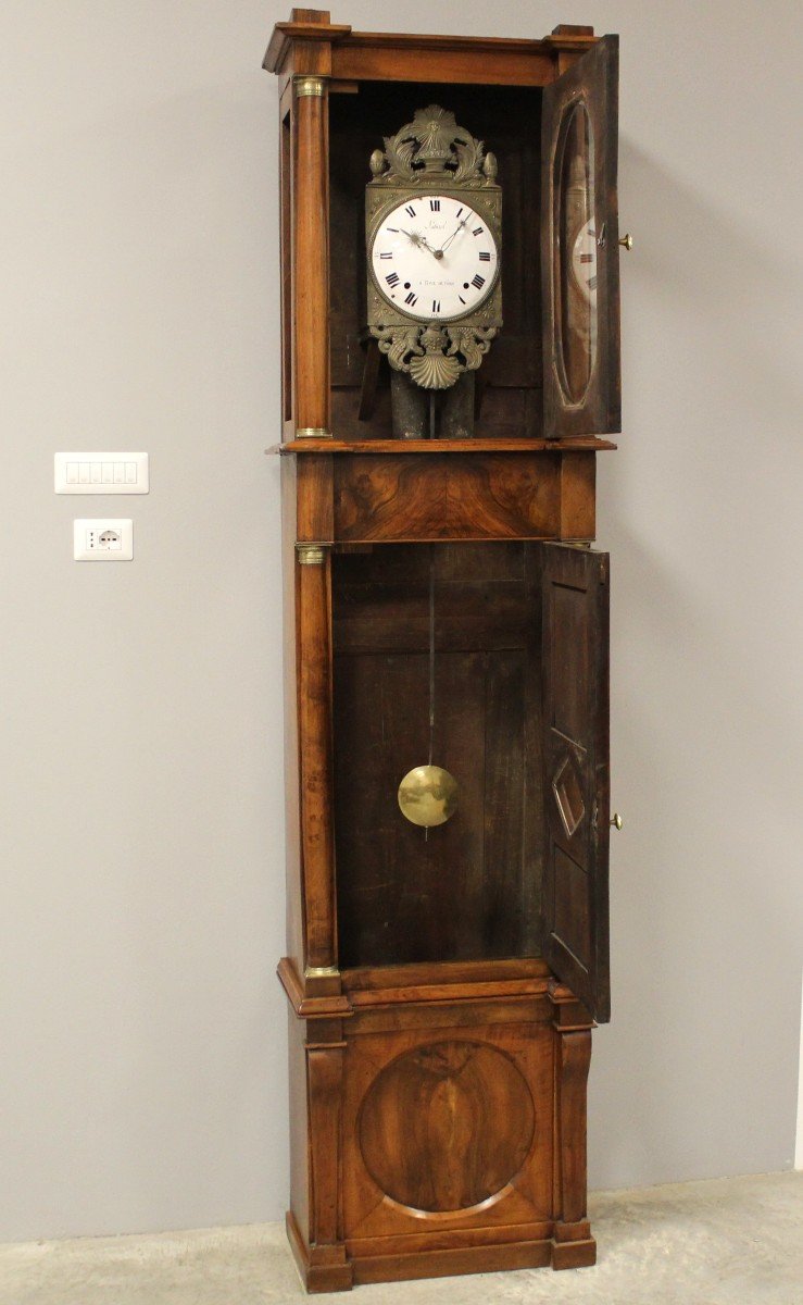 Antique Empire Pendulum Clock In Walnut - 19th-photo-3