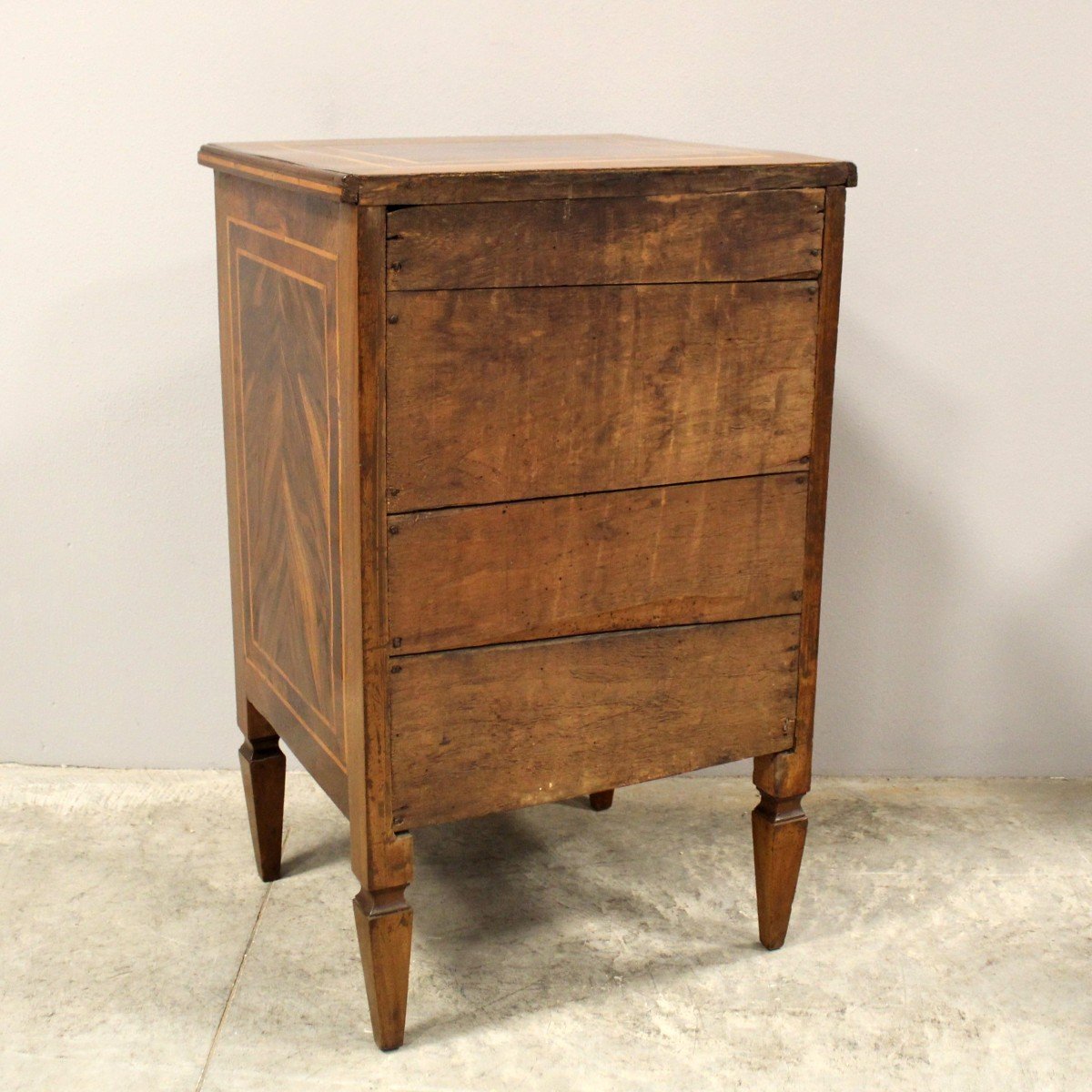 Antique Louis XVI Chest Of Drawers Cabinet In Walnut And Marquetry – Italy 18th-photo-8