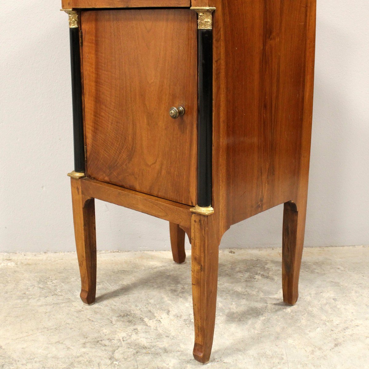 Antique Directoire Bedside Nightstand Table In Walnut - Italy 18th-photo-7