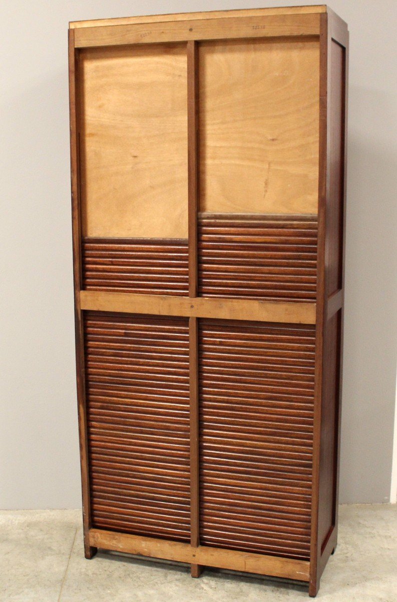 Antique Binder Rolling Curtain Filing Cabinet In Mahogany-photo-5