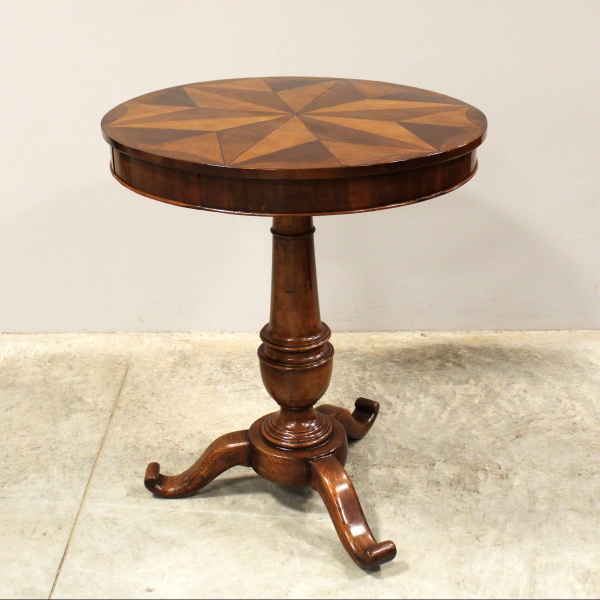 Antique Louis Philippe Small Table In Walnut And Marquetry - Italy 19th-photo-2