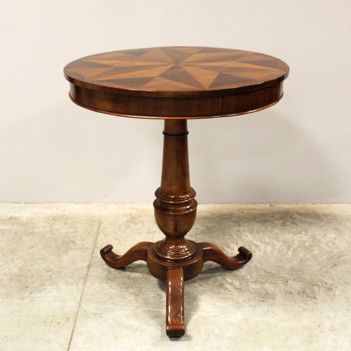 Antique Louis Philippe Small Table In Walnut And Marquetry - Italy 19th-photo-3