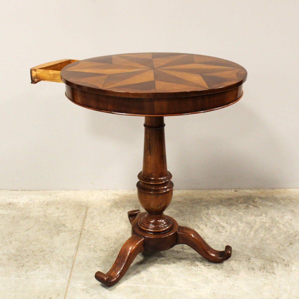 Antique Louis Philippe Small Table In Walnut And Marquetry - Italy 19th-photo-2