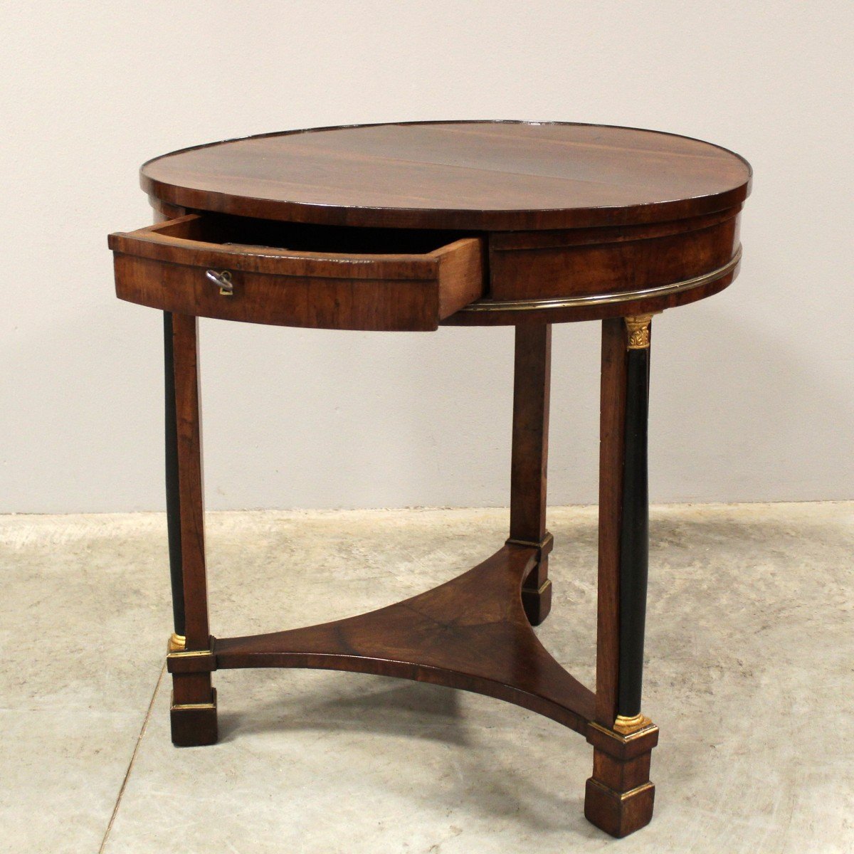 Antique Empire Table In Walnut - Italy 19th-photo-3