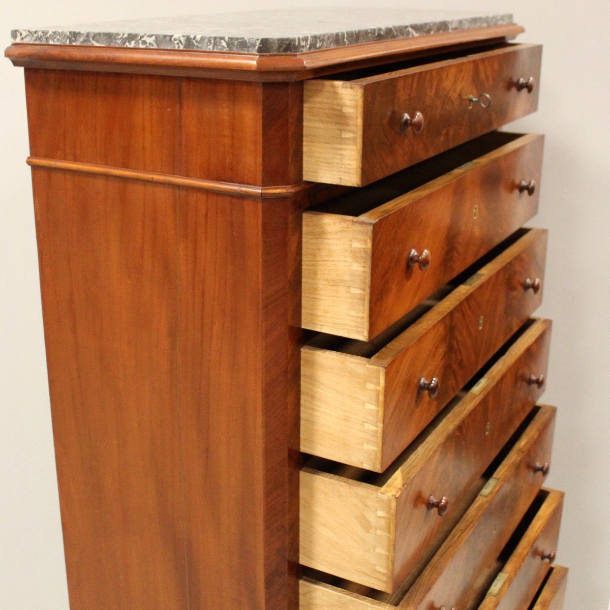 Antique Weekly Chest Of Drawers In Mahogany - 19th-photo-2