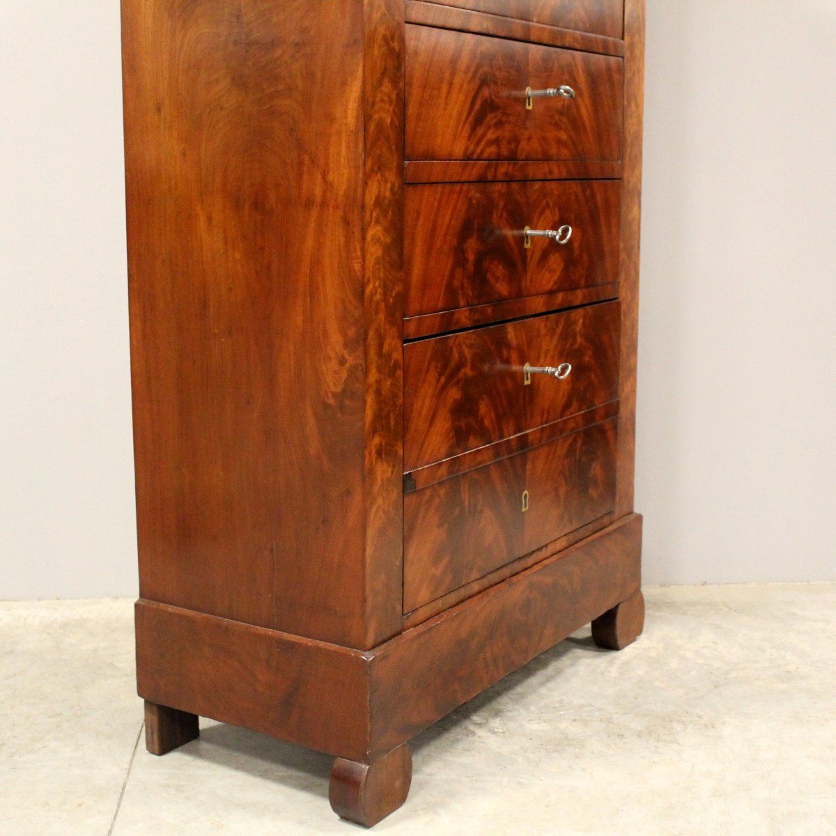 Antique Louis Philippe Weekly Chest Of Drawers In Mahogany - 19th-photo-5