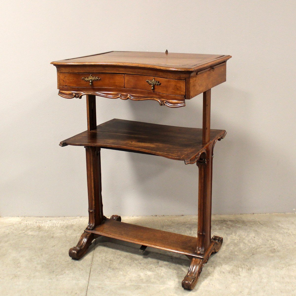 Antique Table Writing Desk Lectern In Walnut - 19th-photo-3