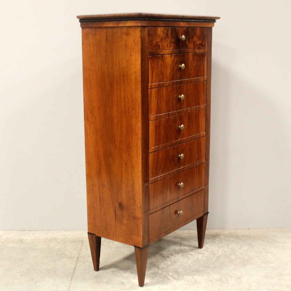 Antique Weekly Chest Of Drawers In Walnut - Italy 19th-photo-3