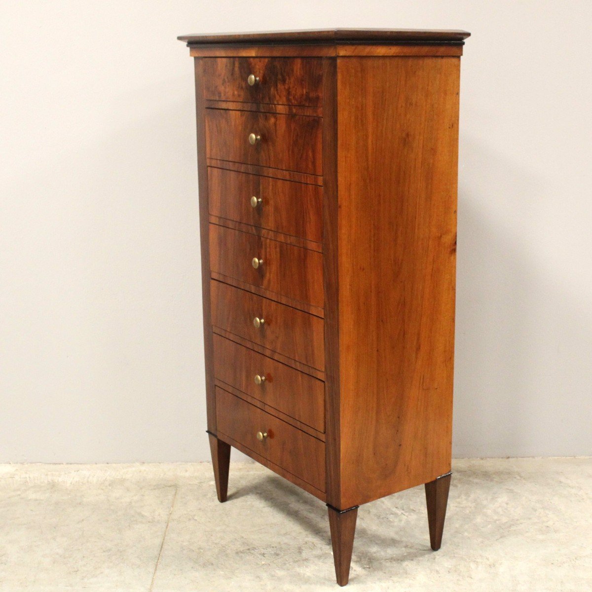 Antique Weekly Chest Of Drawers In Walnut - Italy 19th-photo-4