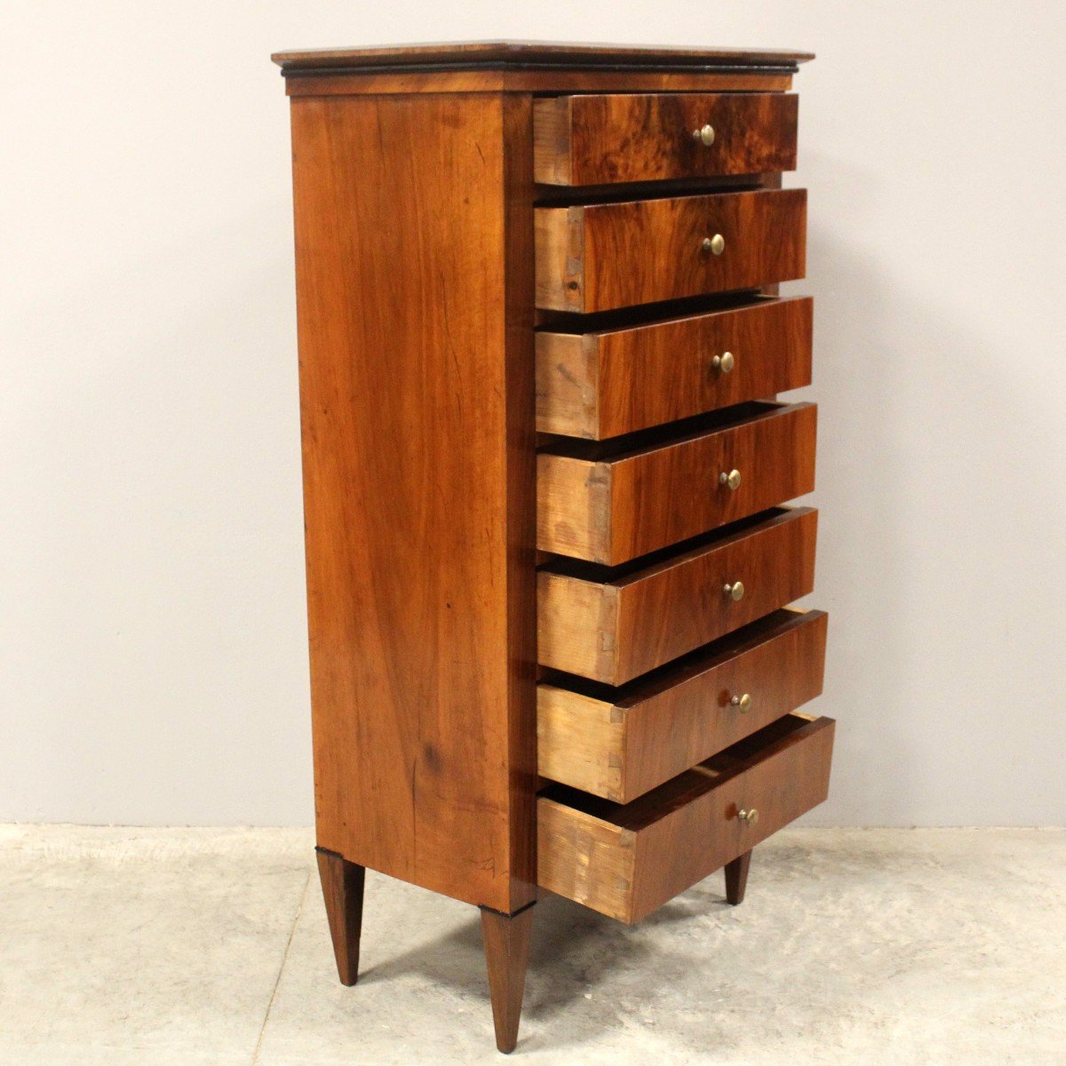 Antique Weekly Chest Of Drawers In Walnut - Italy 19th-photo-1