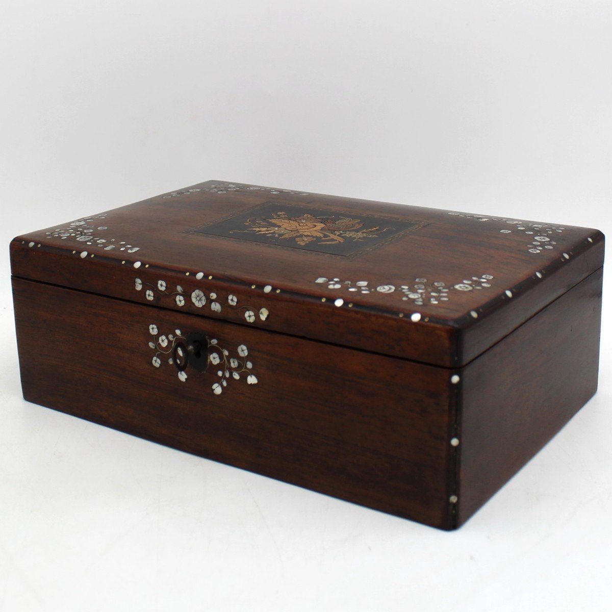 Antique Napoleon III Jewelry Box In Palissandre Marquetry Mother-of-pearl - 19th-photo-2