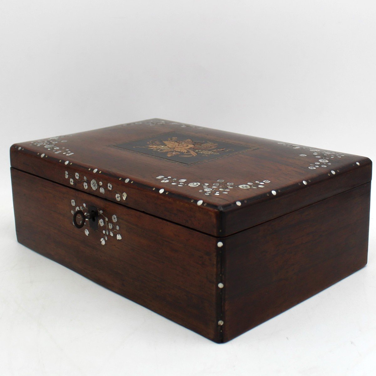 Antique Napoleon III Jewelry Box In Palissandre Marquetry Mother-of-pearl - 19th-photo-4