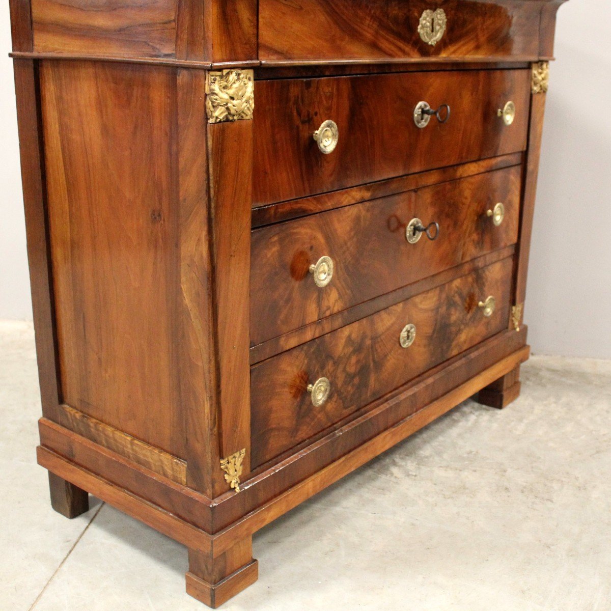 Antique Empire Dresser Chest Of Drawers In Walnut - 19th-photo-5