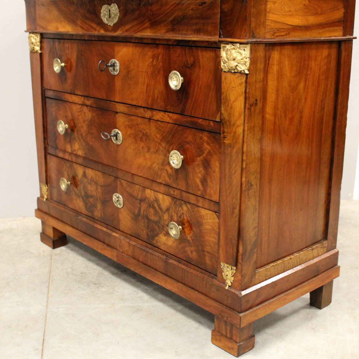 Antique Empire Dresser Chest Of Drawers In Walnut - 19th-photo-6