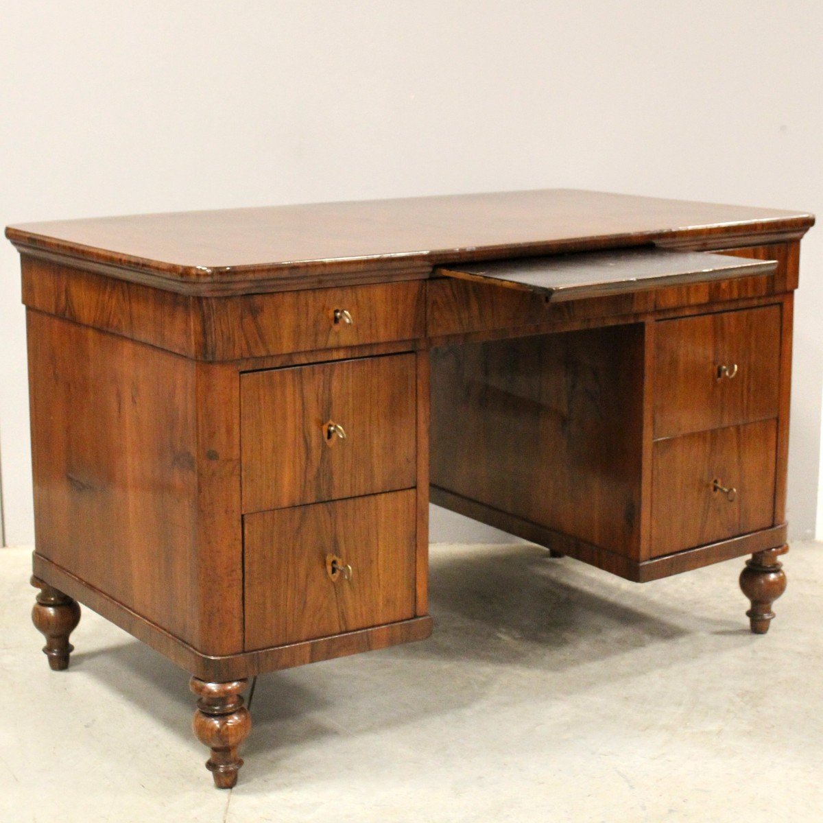 Ancien bureau d'époque Louis Philippe en noyer - Italie 19ème-photo-3