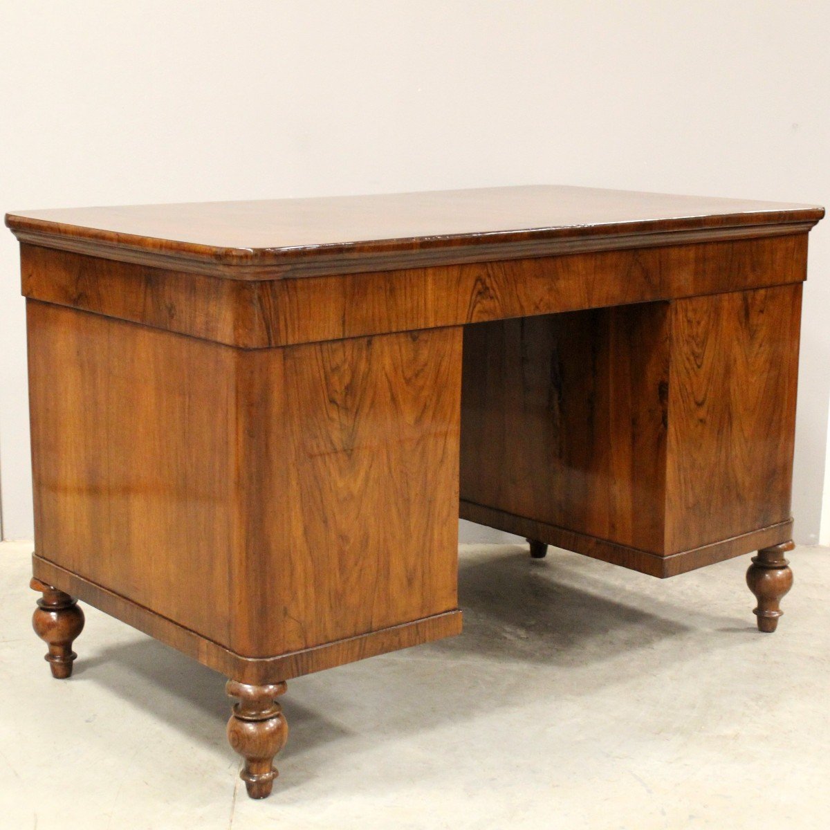 Ancien bureau d'époque Louis Philippe en noyer - Italie 19ème-photo-8