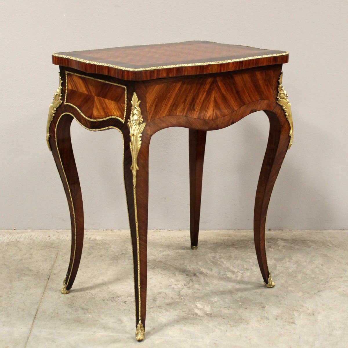 Ancien table travailleuse d'époque Napoleon III en marqueterie - 19ème-photo-3