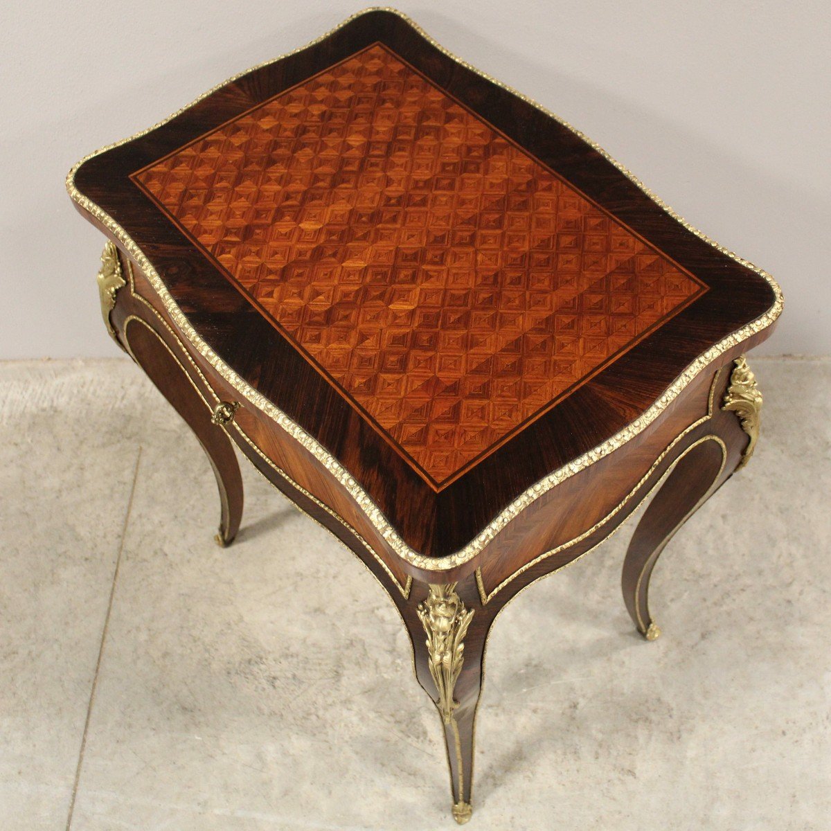 Ancien table travailleuse d'époque Napoleon III en marqueterie - 19ème-photo-8