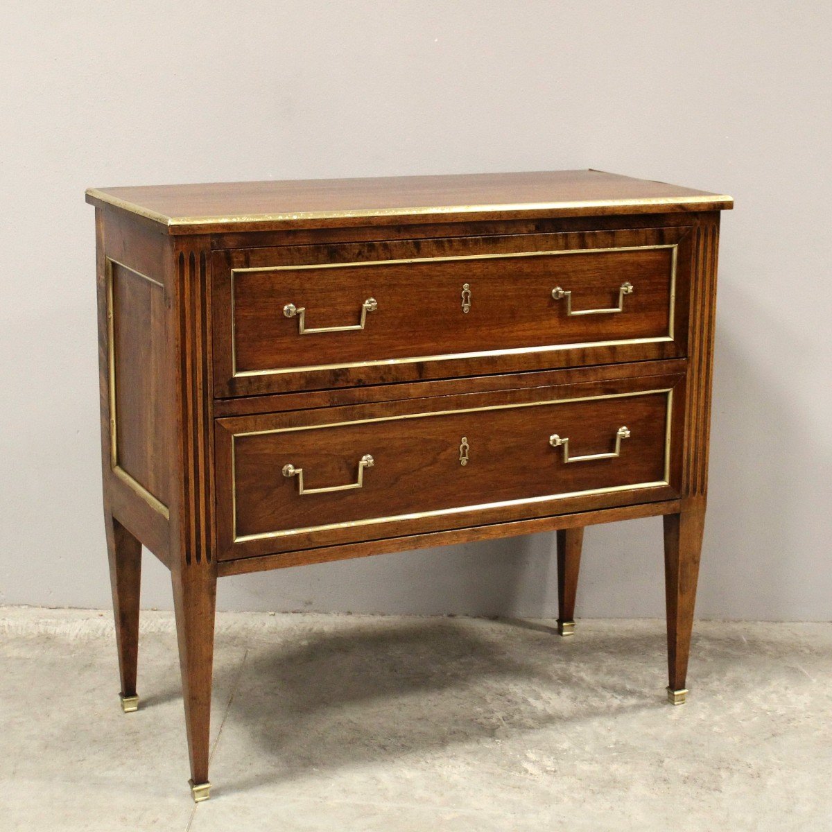 Antique Directoire Chest Of Drawers Commode In Mahogany - 19th-photo-2