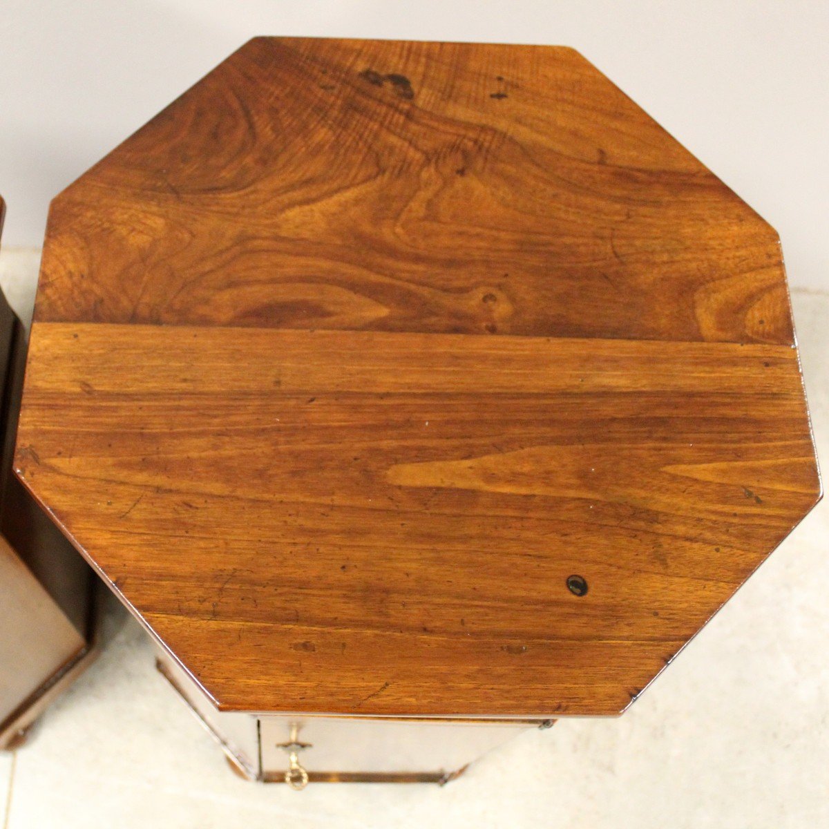 Antique Pair Of Louis Philippe Bedsides Tables Cabinet Column In Walnut - Italy 19th-photo-3