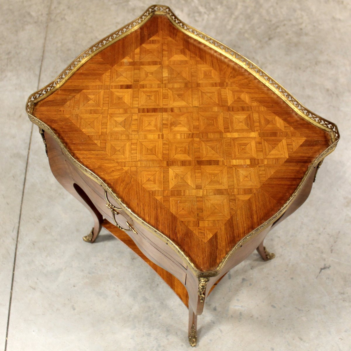 Ancien table de chevet d'époque Napoleon III en marqueterie - 19ème-photo-3