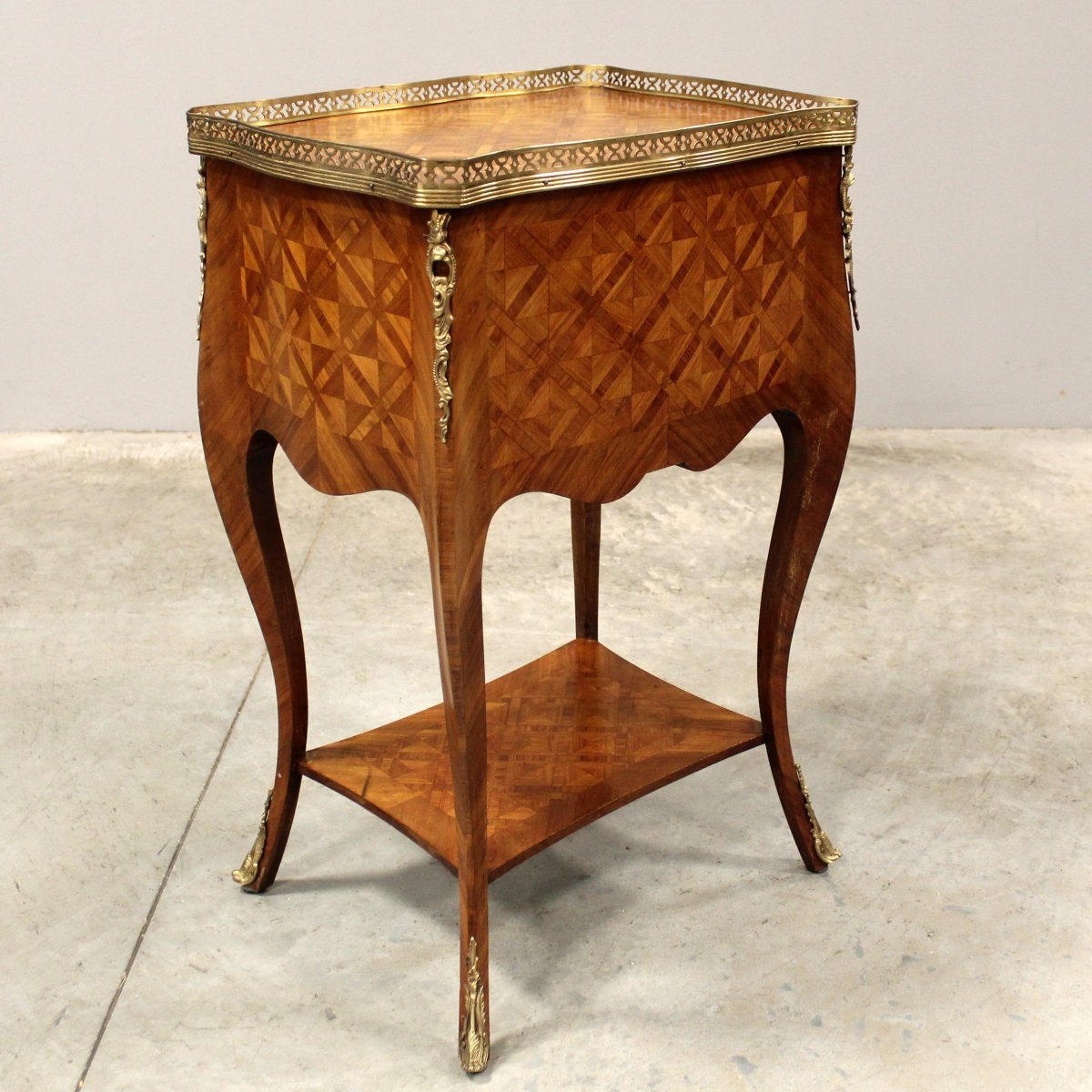 Ancien table de chevet d'époque Napoleon III en marqueterie - 19ème-photo-6