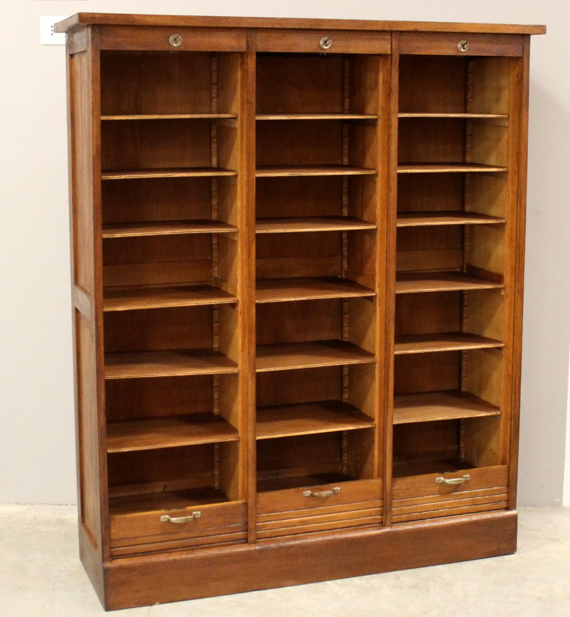 Antique Binder Rolling Curtain Filing Cabinet In Oak-photo-1