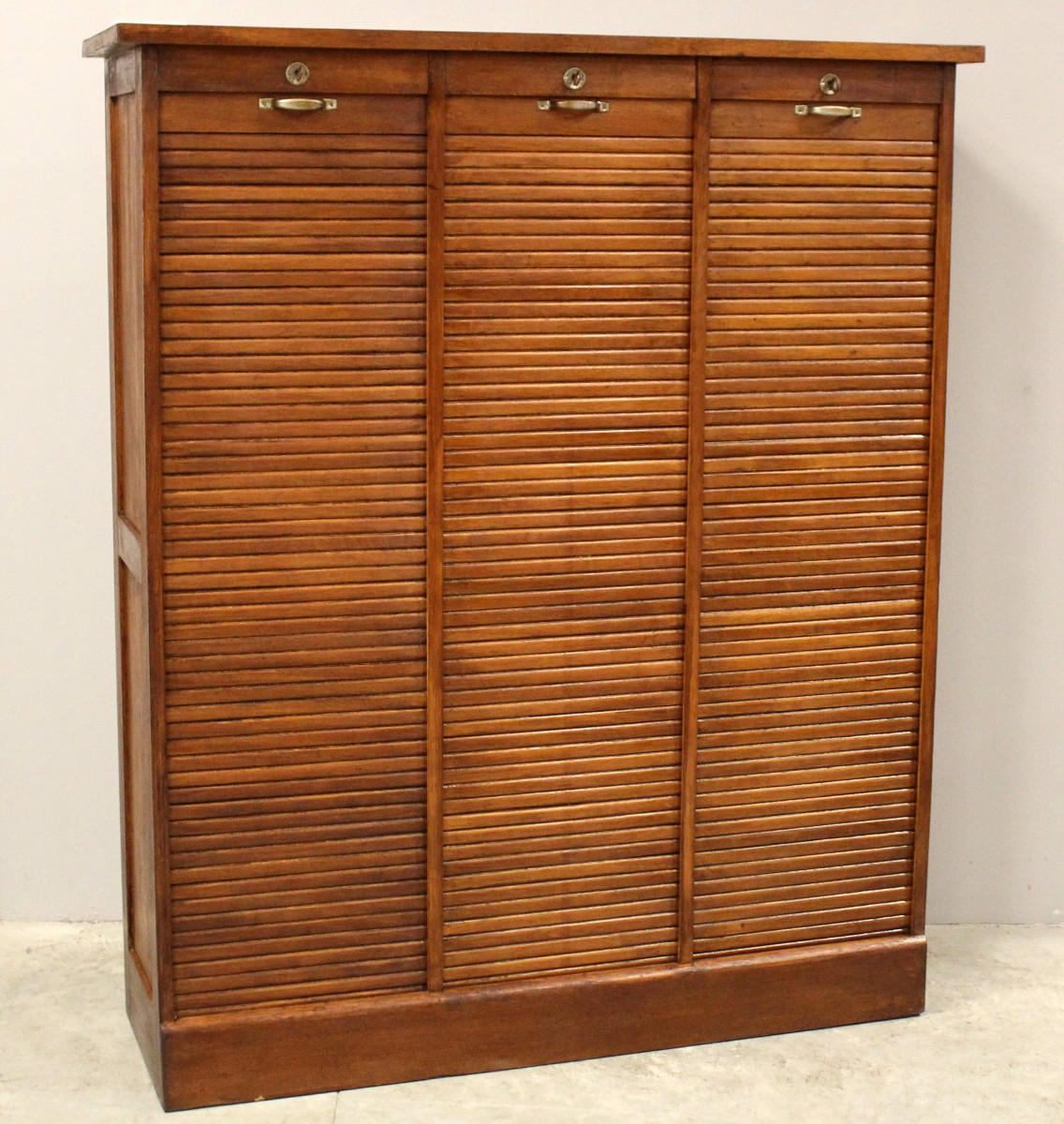 Antique Binder Rolling Curtain Filing Cabinet In Oak
