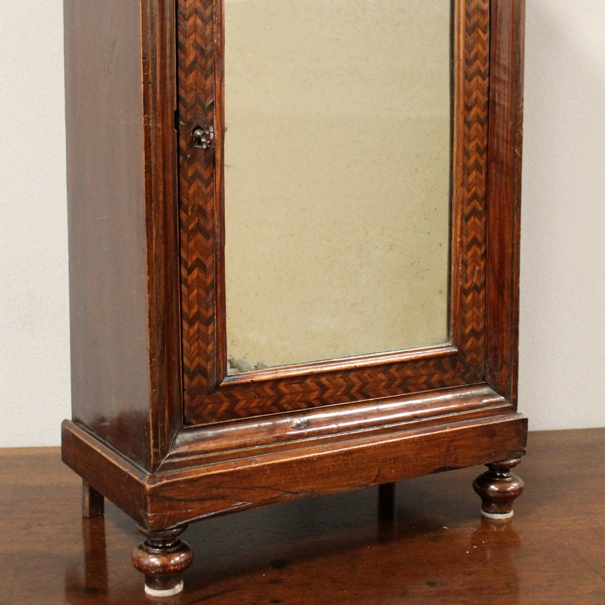 Antique Miniature Of Directoire Cabinet In Walnut And Marquetry - Italy 19th-photo-5