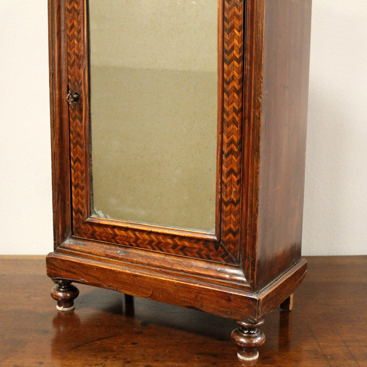 Antique Miniature Of Directoire Cabinet In Walnut And Marquetry - Italy 19th-photo-6