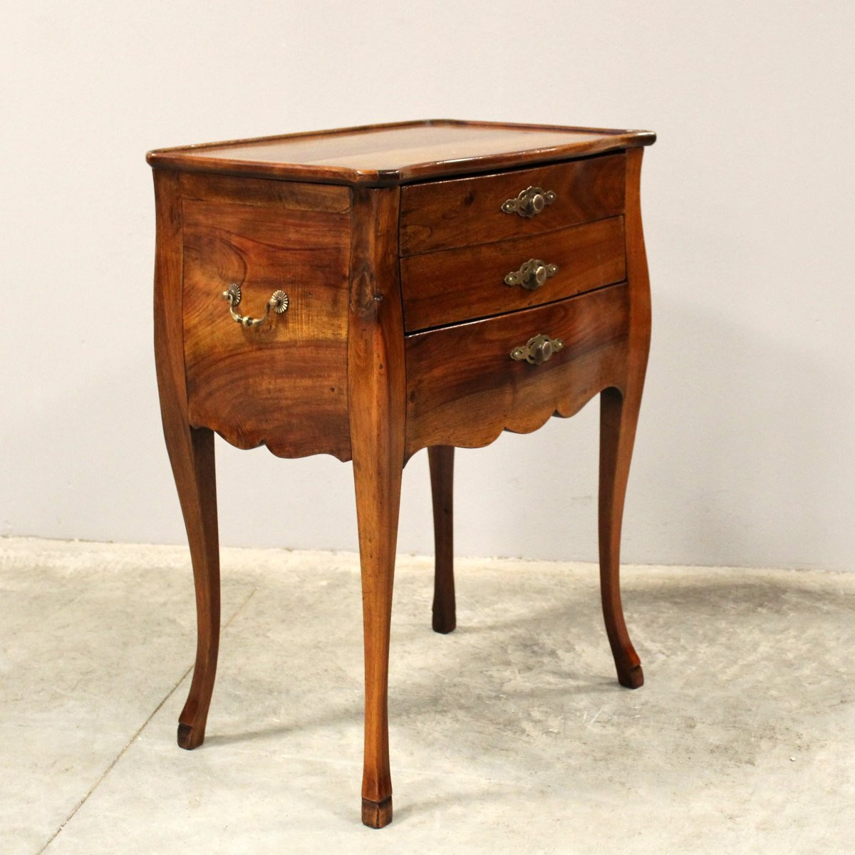 Antique Cabinet Bedside Table With Writing Desk In Walnut - 19th-photo-1