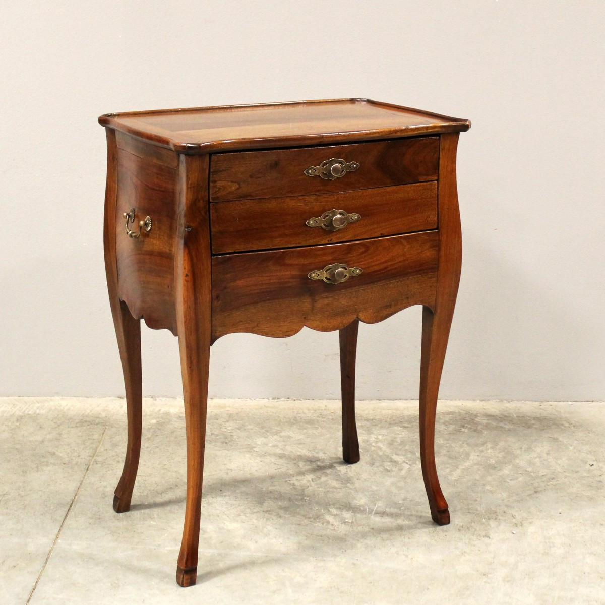 Antique Cabinet Bedside Table With Writing Desk In Walnut - 19th